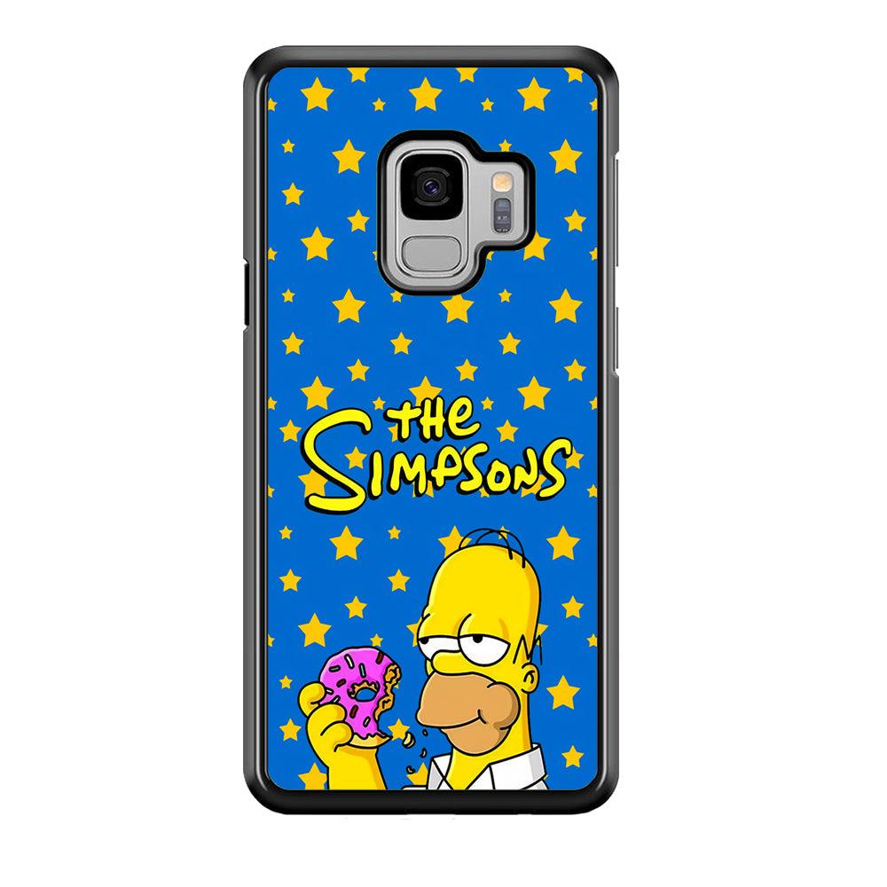 The Simpson Feel Good with Donut Samsung Galaxy S9 Case-Rubber Black (2D Case)-Oxvistore