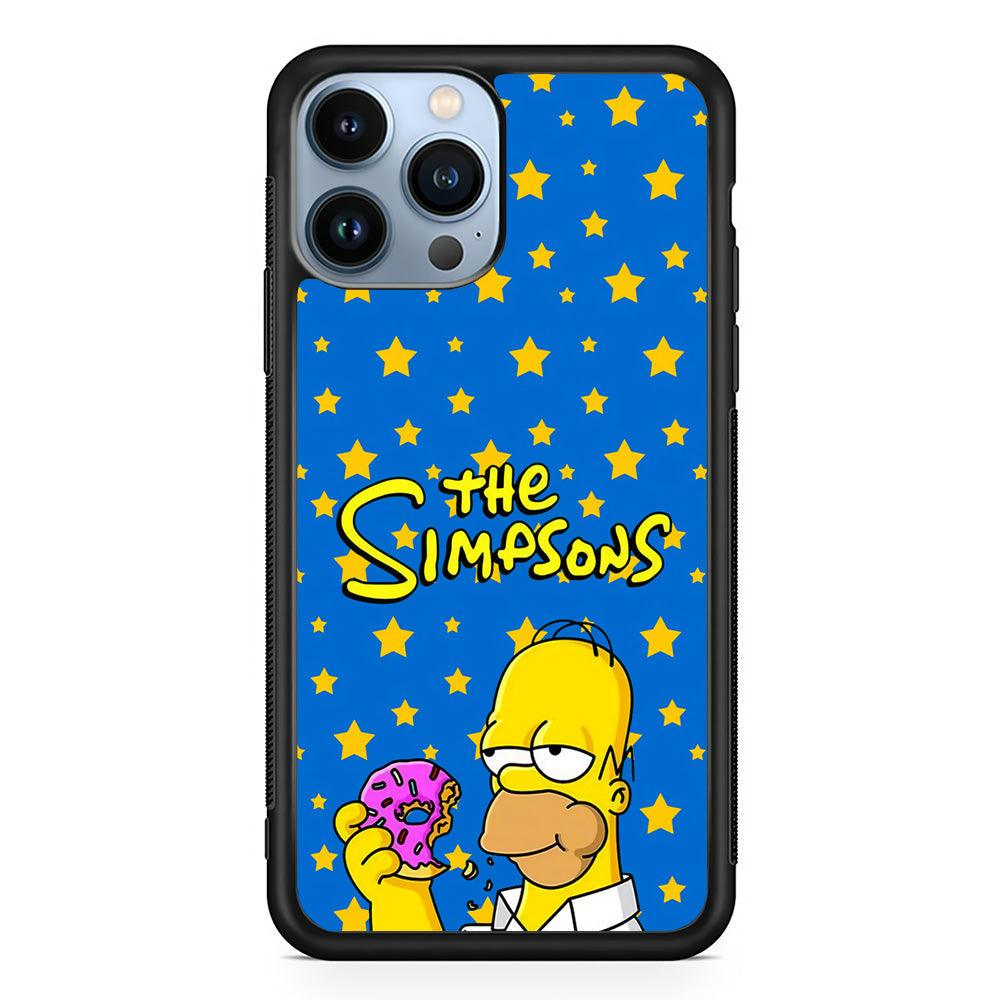 The Simpson Feel Good with Donut iPhone 13 Pro Case-Rubber Black (2D Case)-Oxvistore