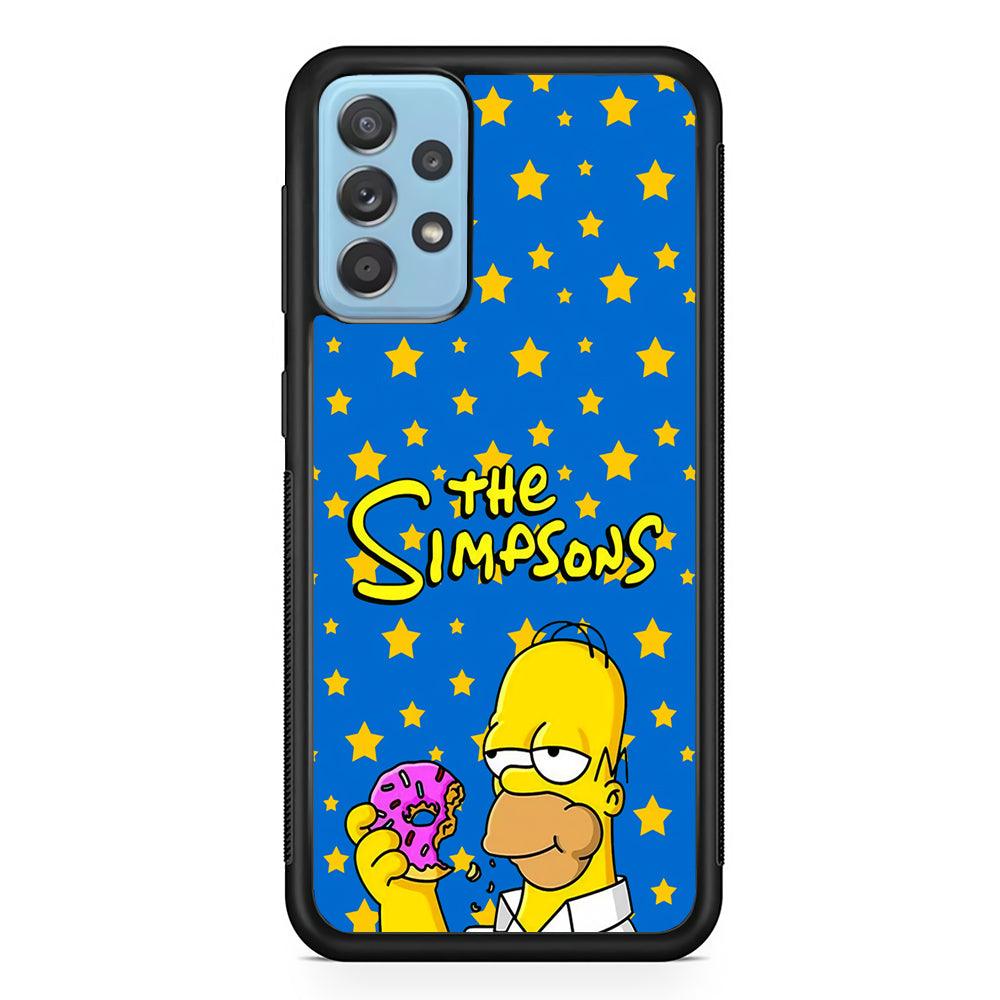 The Simpson Feel Good with Donut Samsung Galaxy A72 Case-Rubber Black (2D Case)-Oxvistore