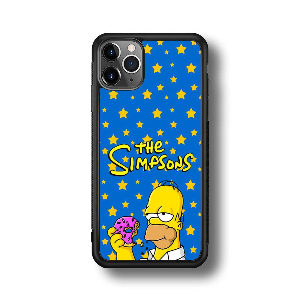 The Simpson Feel Good with Donut iPhone 11 Pro Max Case-Rubber Black (2D Case)-Oxvistore