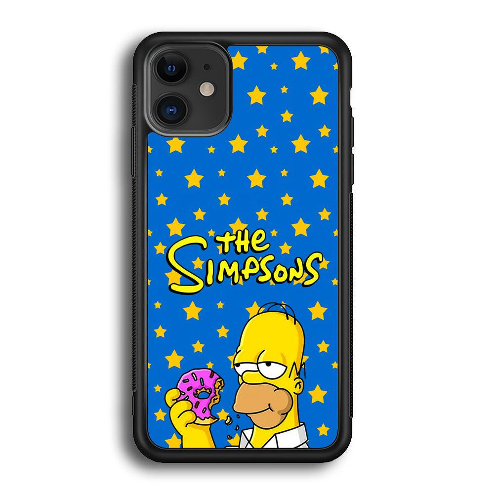 The Simpson Feel Good with Donut iPhone 12 Case-Rubber Black (2D Case)-Oxvistore