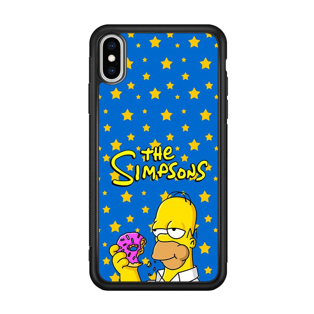 The Simpson Feel Good with Donut iPhone XS Case-Rubber Black (2D Case)-Oxvistore
