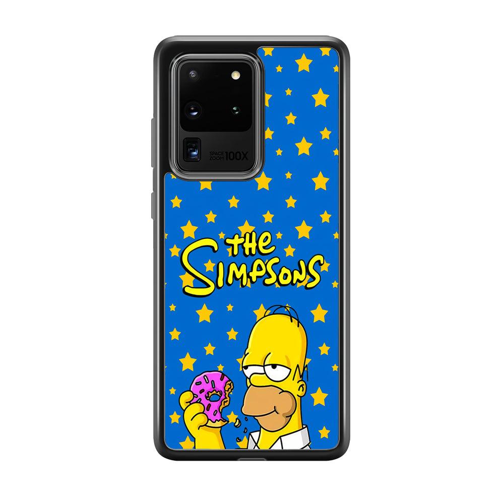 The Simpson Feel Good with Donut Samsung Galaxy S20 Ultra Case-Rubber Black (2D Case)-Oxvistore