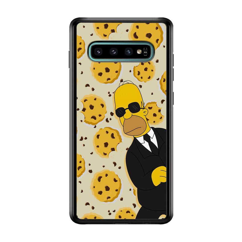 The Simpson Homer Cookies Seeker Samsung Galaxy S10 Case-Rubber Black (2D Case)-Oxvistore