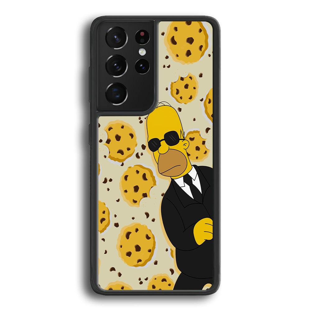 The Simpson Homer Cookies Seeker Samsung Galaxy S21 Ultra Case-Rubber Black (2D Case)-Oxvistore