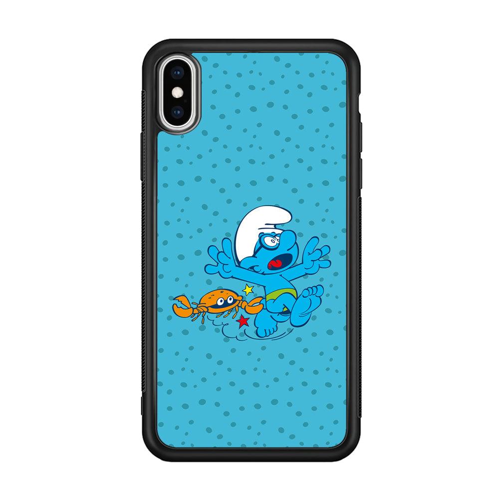 The Smurfs Don't Be Naughty iPhone XS Case-Rubber Black (2D Case)-Oxvistore