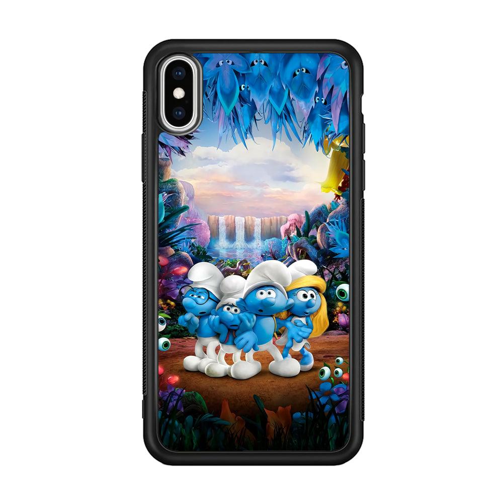 The Smurfs Lost in The Jungle iPhone Xs Max Case-Rubber Black (2D Case)-Oxvistore