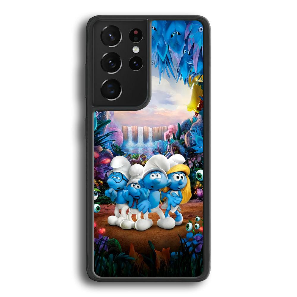 The Smurfs Lost in The Jungle Samsung Galaxy S21 Ultra Case-Rubber Black (2D Case)-Oxvistore