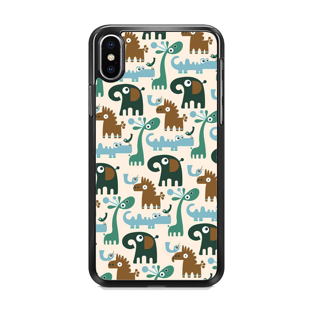 The Animal Expression Modern Shapes iPhone XS MAX Case-Rubber White (2D Case)-Oxvistore