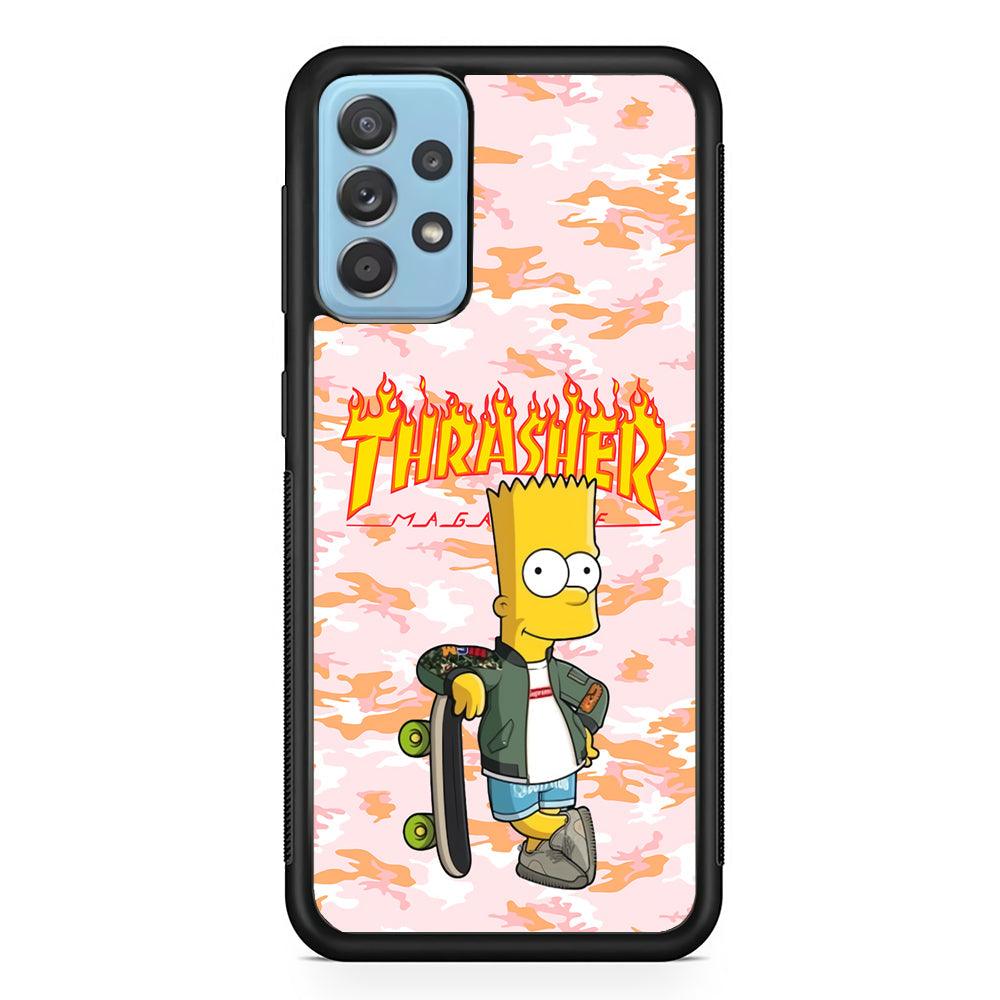 Thrasher Bart with Camo Theme Samsung Galaxy A52 Case-Rubber Black (2D Case)-Oxvistore