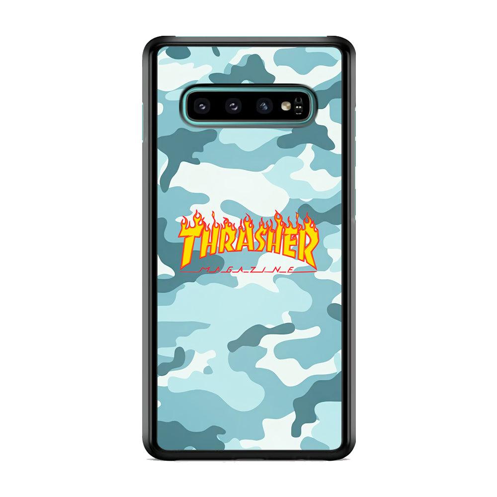 Thrasher Camo Light Blue Samsung Galaxy S10 Plus Case-Rubber Black (2D Case)-Oxvistore