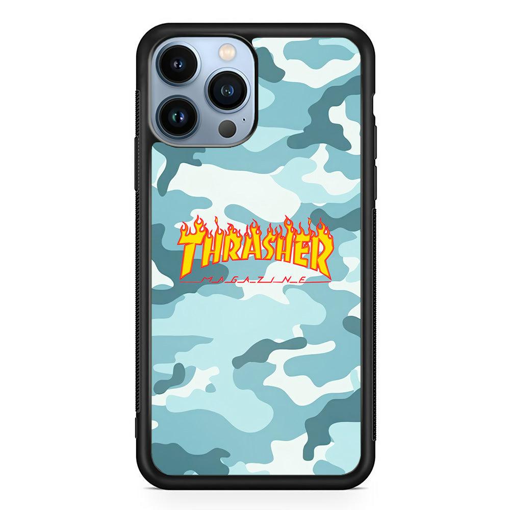 Thrasher Camo Light Blue iPhone 14 Pro Max Case-Rubber Black (2D Case)-Oxvistore