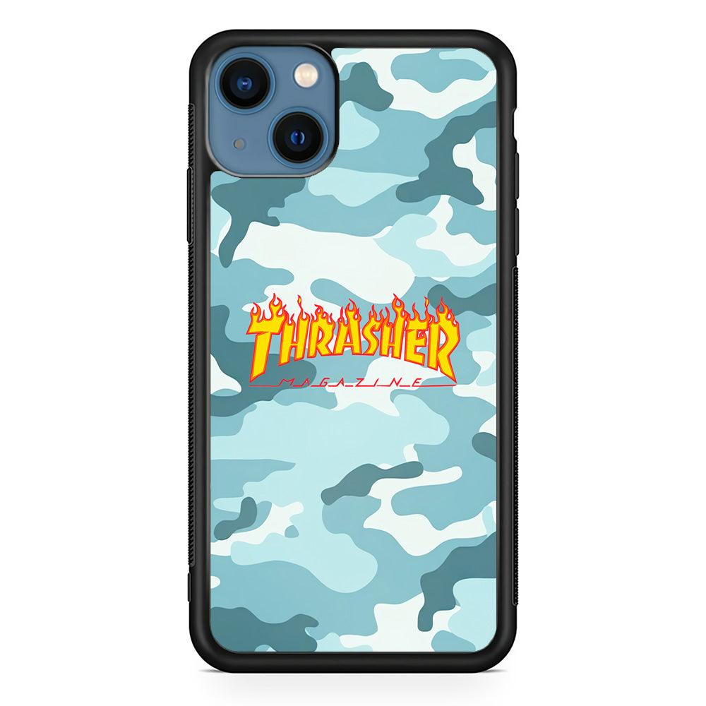 Thrasher Camo Light Blue iPhone 15 Case-Rubber Black (2D Case)-Oxvistore