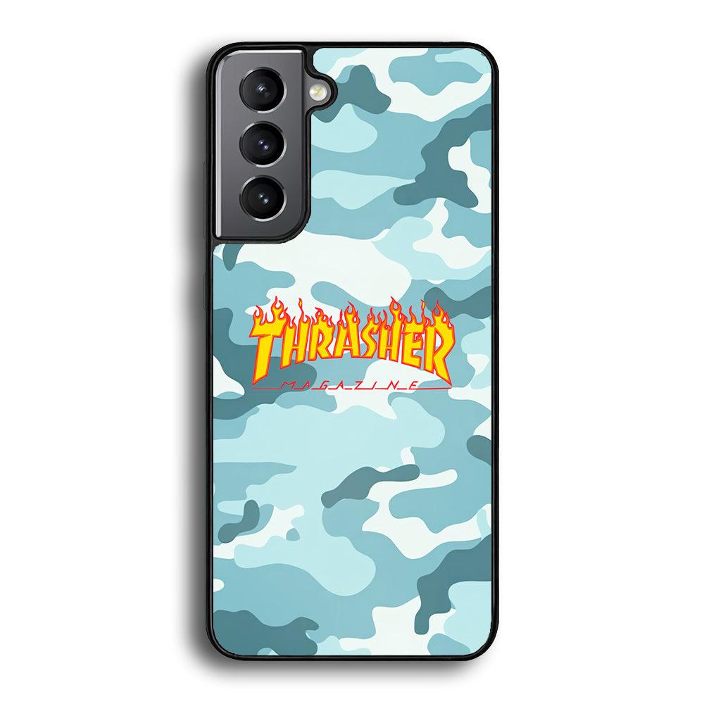Thrasher Camo Light Blue Samsung Galaxy S23 Plus Case-Rubber Black (2D Case)-Oxvistore