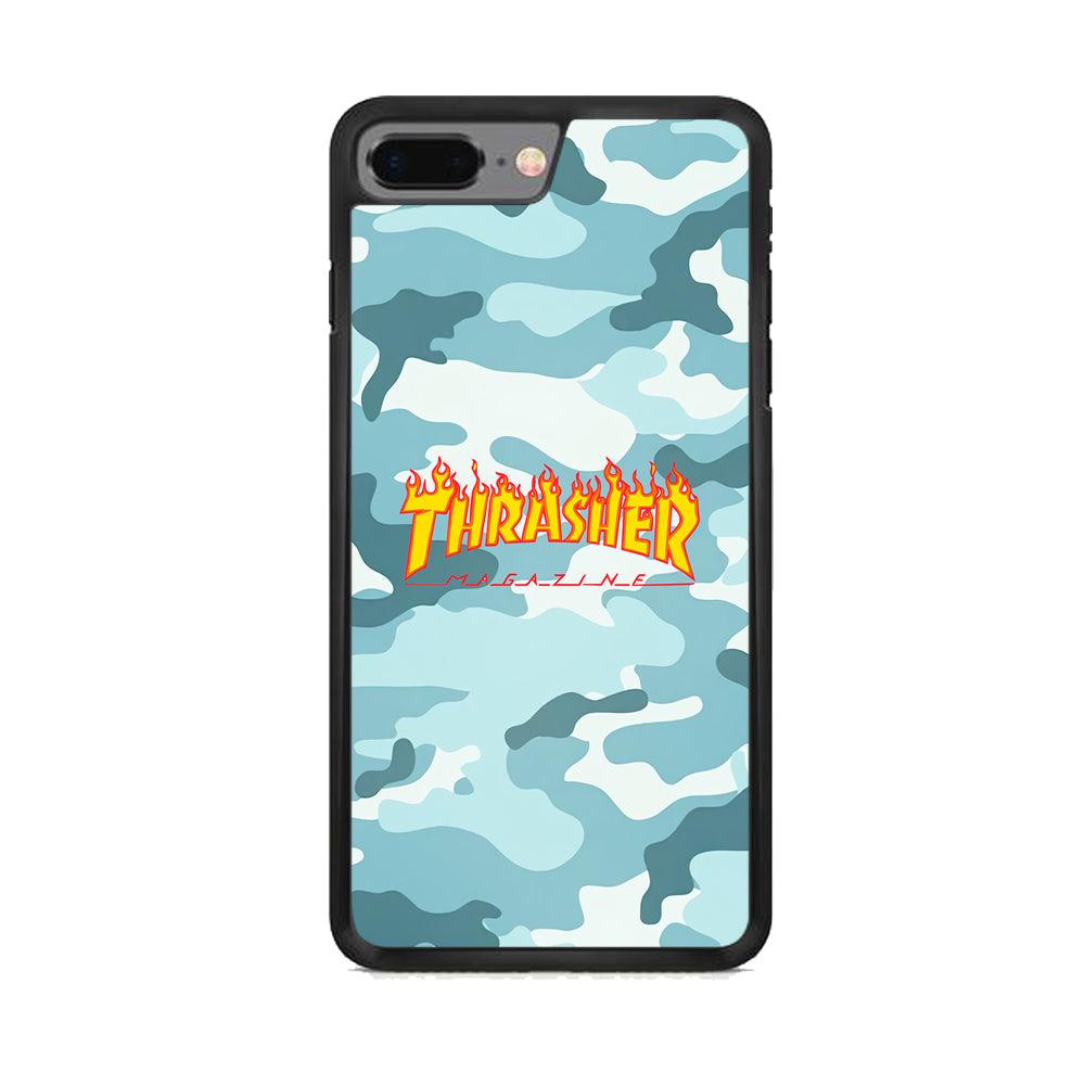 Thrasher Camo Light Blue iPhone 8 Plus Case-Rubber Black (2D Case)-Oxvistore