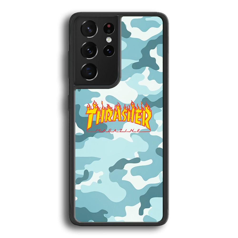 Thrasher Camo Light Blue Samsung Galaxy S21 Ultra Case-Rubber Black (2D Case)-Oxvistore