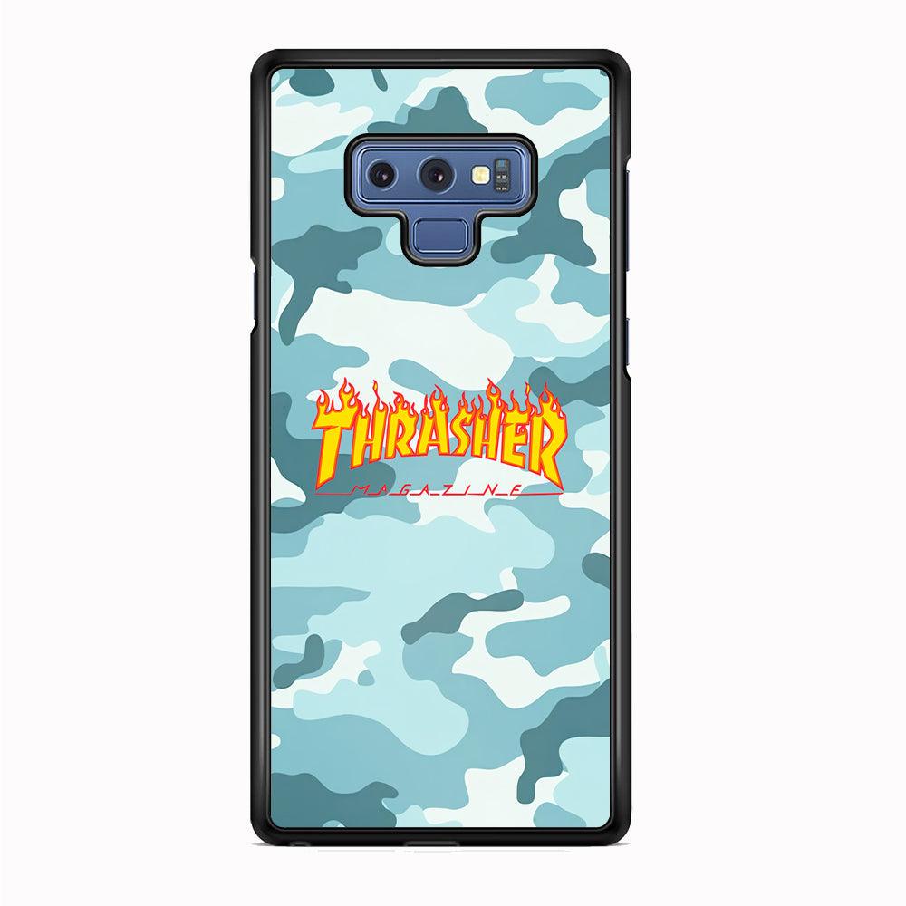 Thrasher Camo Light Blue Samsung Galaxy Note 9 Case-Rubber Black (2D Case)-Oxvistore