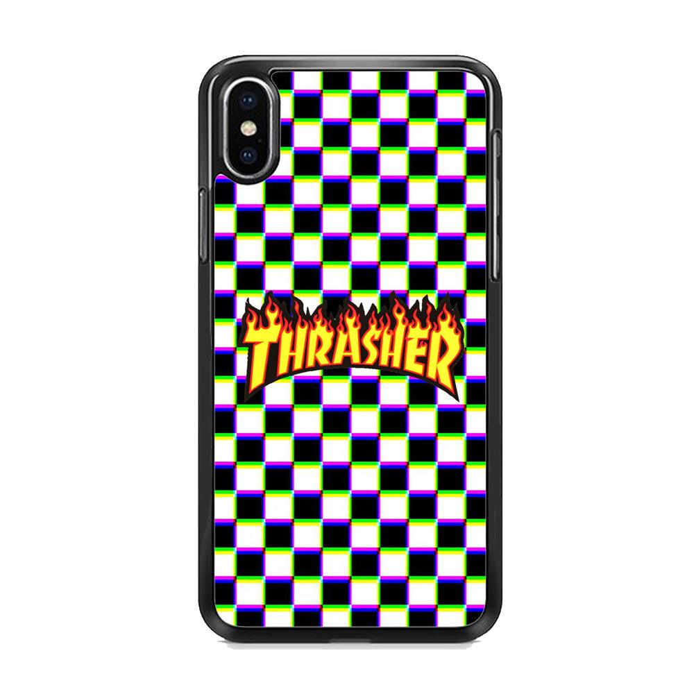 Thrasher Chess iPhone XS Case-Rubber Black (2D Case)-Oxvistore