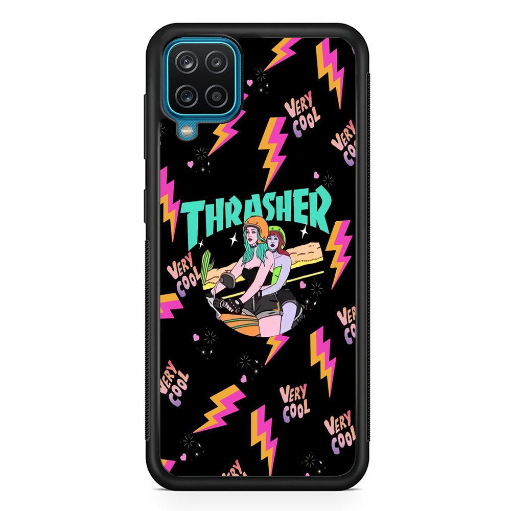 Thrasher Cool Rider Samsung Galaxy A12 Case-Rubber Black (2D Case)-Oxvistore