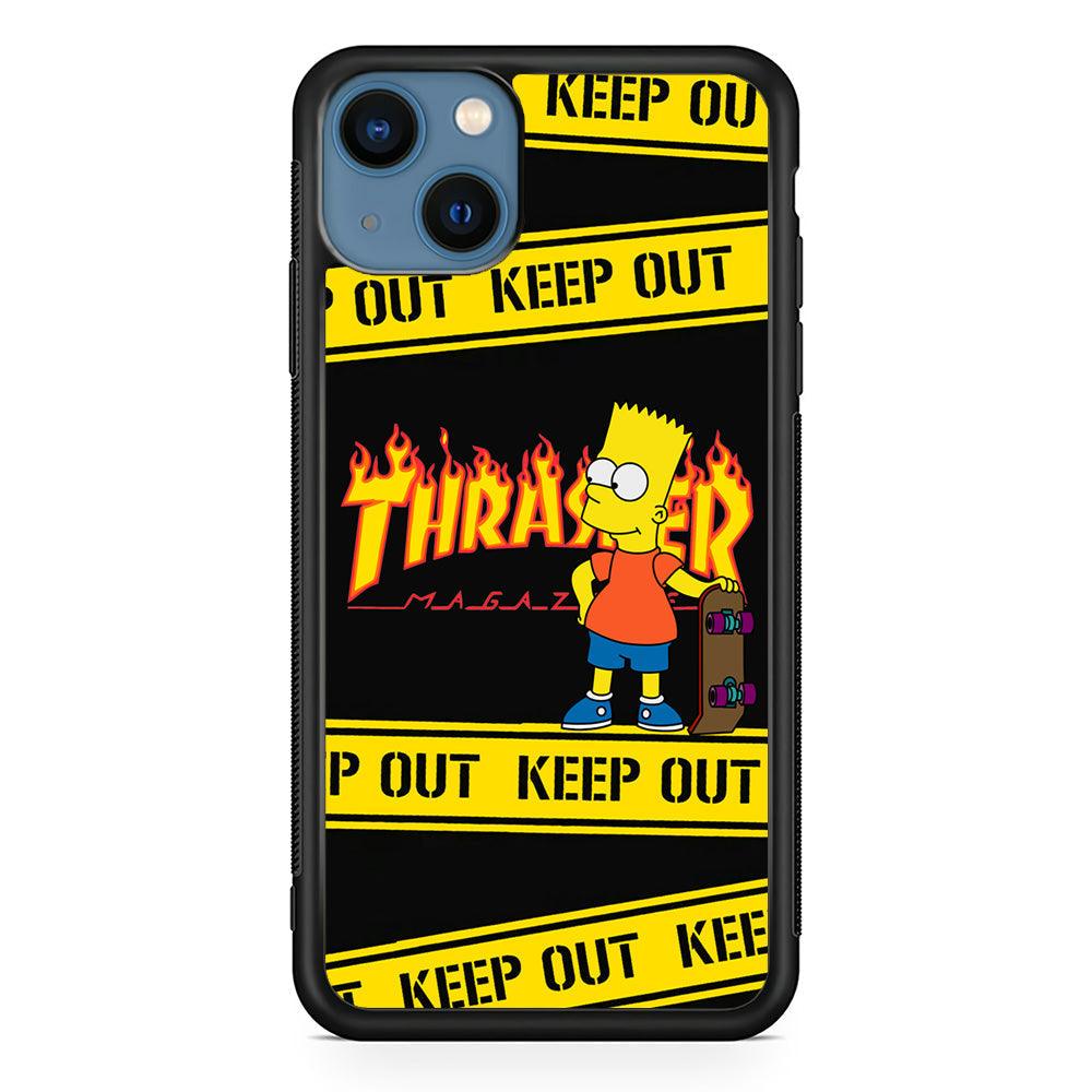 Thrasher Keep Out with Bart iPhone 14 Case-Rubber Black (2D Case)-Oxvistore