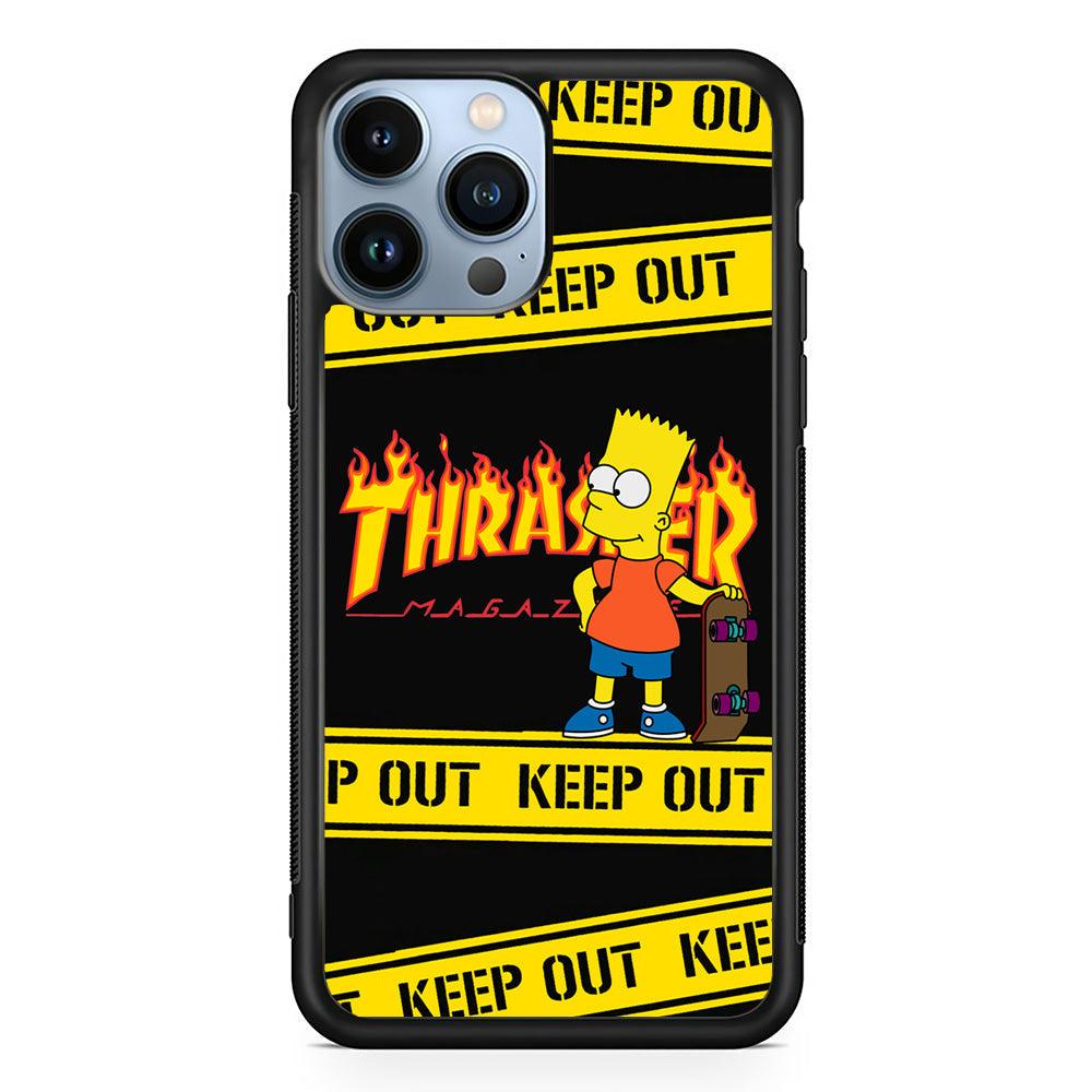 Thrasher Keep Out with Bart iPhone 15 Pro Case-Rubber Black (2D Case)-Oxvistore