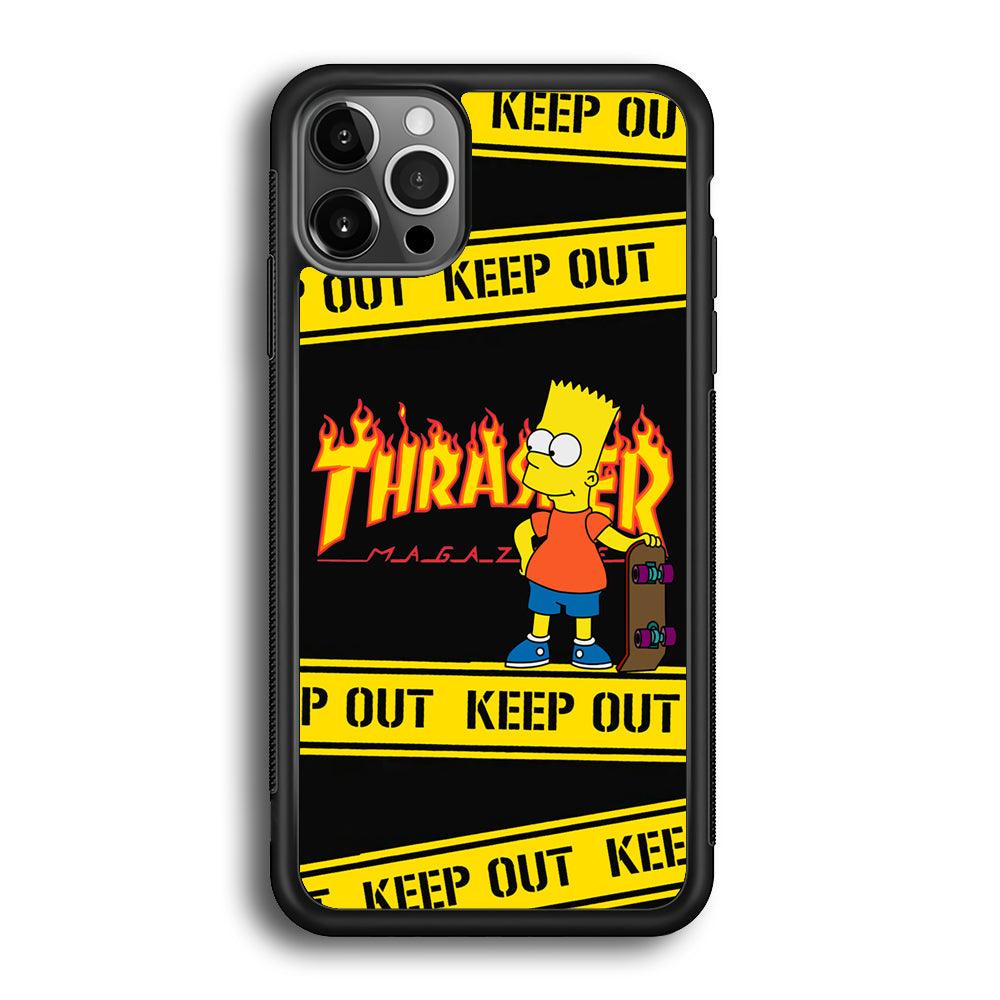 Thrasher Keep Out with Bart iPhone 12 Pro Max Case-Rubber Black (2D Case)-Oxvistore