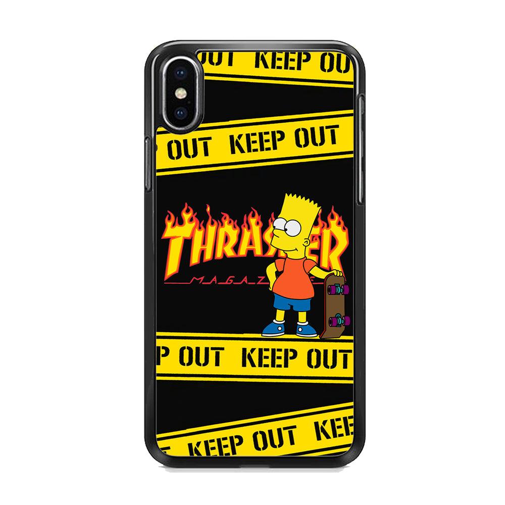 Thrasher Keep Out with Bart iPhone XS Case-Rubber Black (2D Case)-Oxvistore