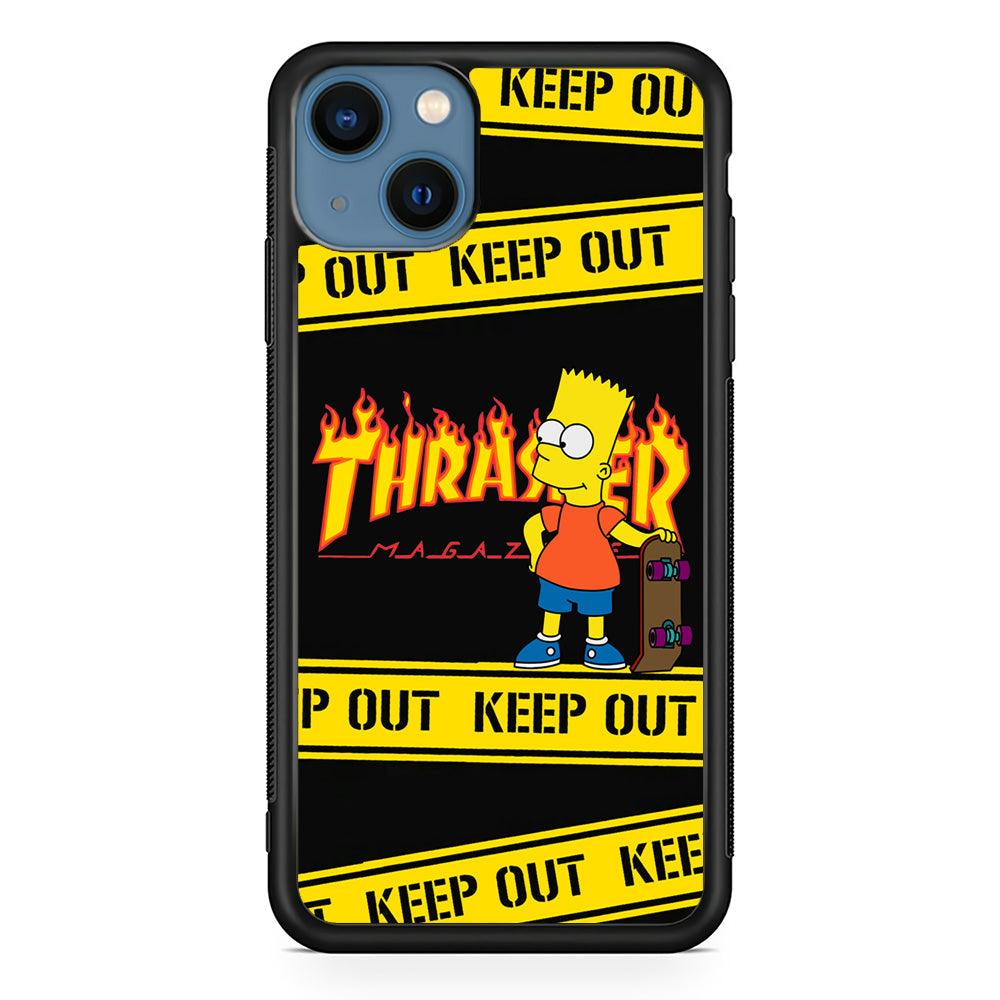 Thrasher Keep Out with Bart iPhone 13 Case-Rubber Black (2D Case)-Oxvistore