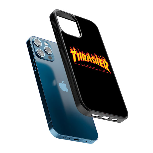 Thrasher Magazine Black Simple Fire 2D Rubber Phone Case-Oxvistore