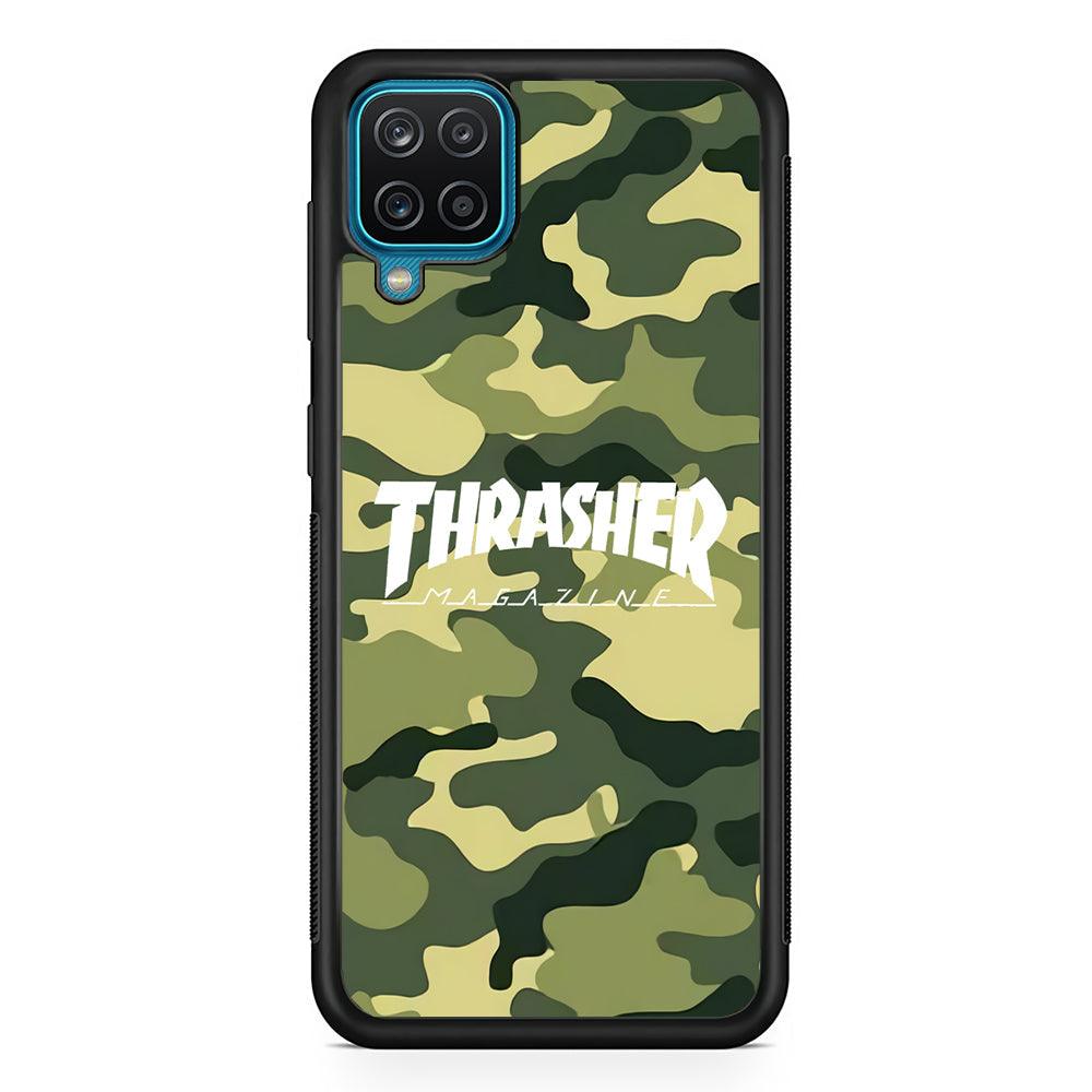 Thrasher Main Camo Samsung Galaxy A12 Case-Rubber Black (2D Case)-Oxvistore
