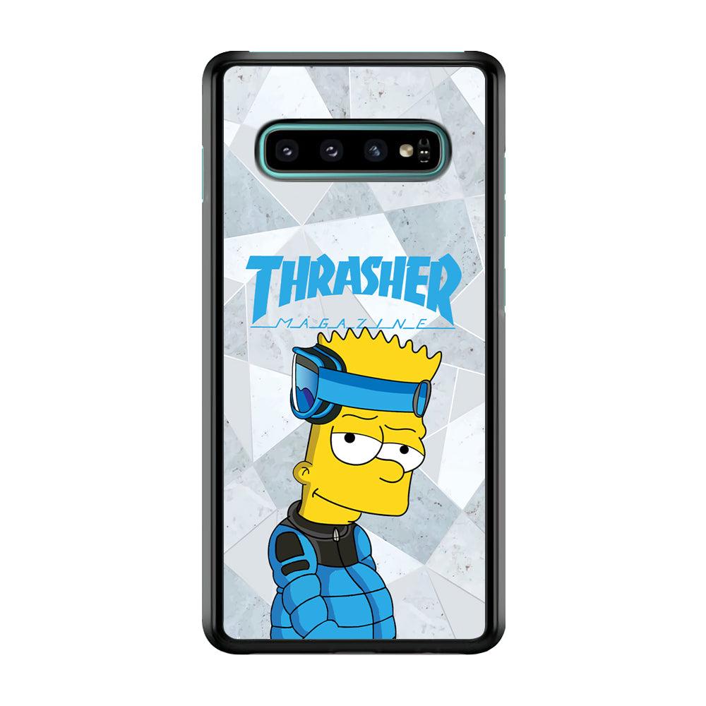 Thrasher Skater x Cool Bart Samsung Galaxy S10 Case-Rubber Black (2D Case)-Oxvistore