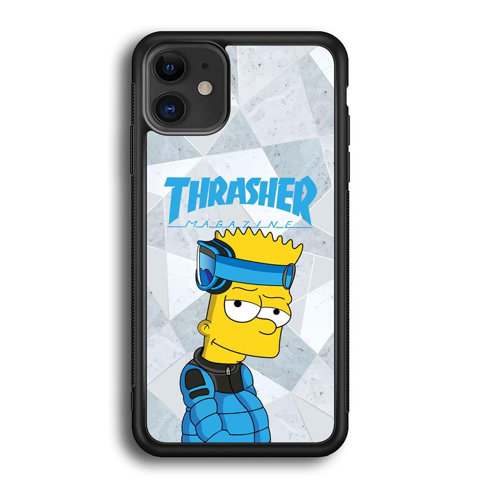 Thrasher Skater x Cool Bart iPhone 12 Case-Rubber Black (2D Case)-Oxvistore