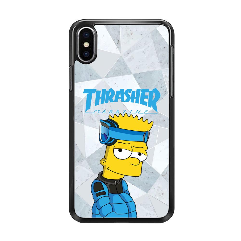 Thrasher Skater x Cool Bart iPhone XS Case-Rubber Black (2D Case)-Oxvistore