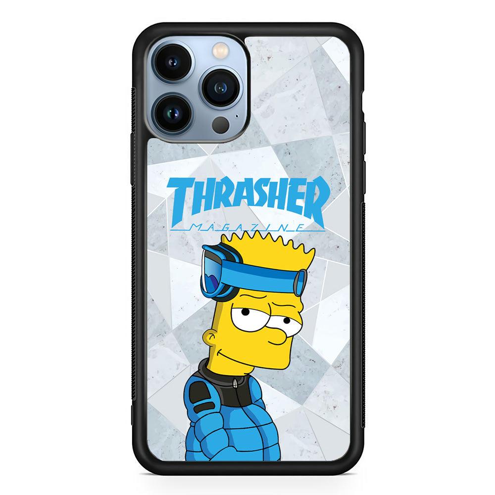 Thrasher Skater x Cool Bart iPhone 14 Pro Max Case-Rubber Black (2D Case)-Oxvistore