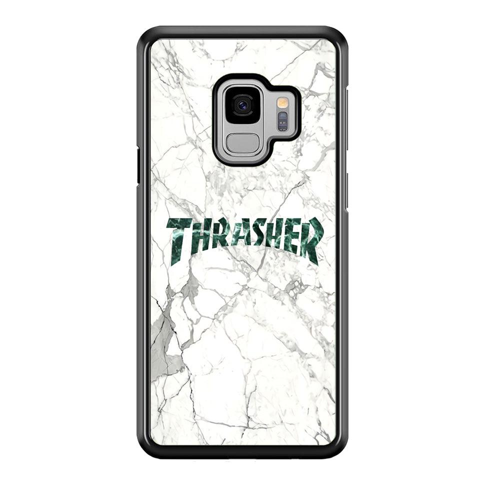 Thrasher Teal Bold Marmoreal Samsung Galaxy S9 Case-Rubber Black (2D Case)-Oxvistore