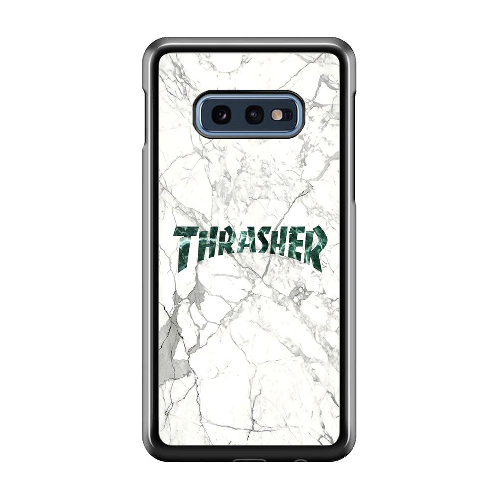 Thrasher Teal Bold Marmoreal Samsung Galaxy S10E Case-Rubber Black (2D Case)-Oxvistore