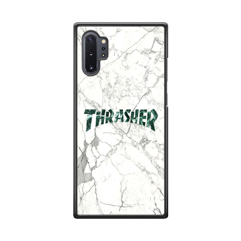 Thrasher Teal Bold Marmoreal Samsung Galaxy Note 10 Plus Case-Rubber Black (2D Case)-Oxvistore