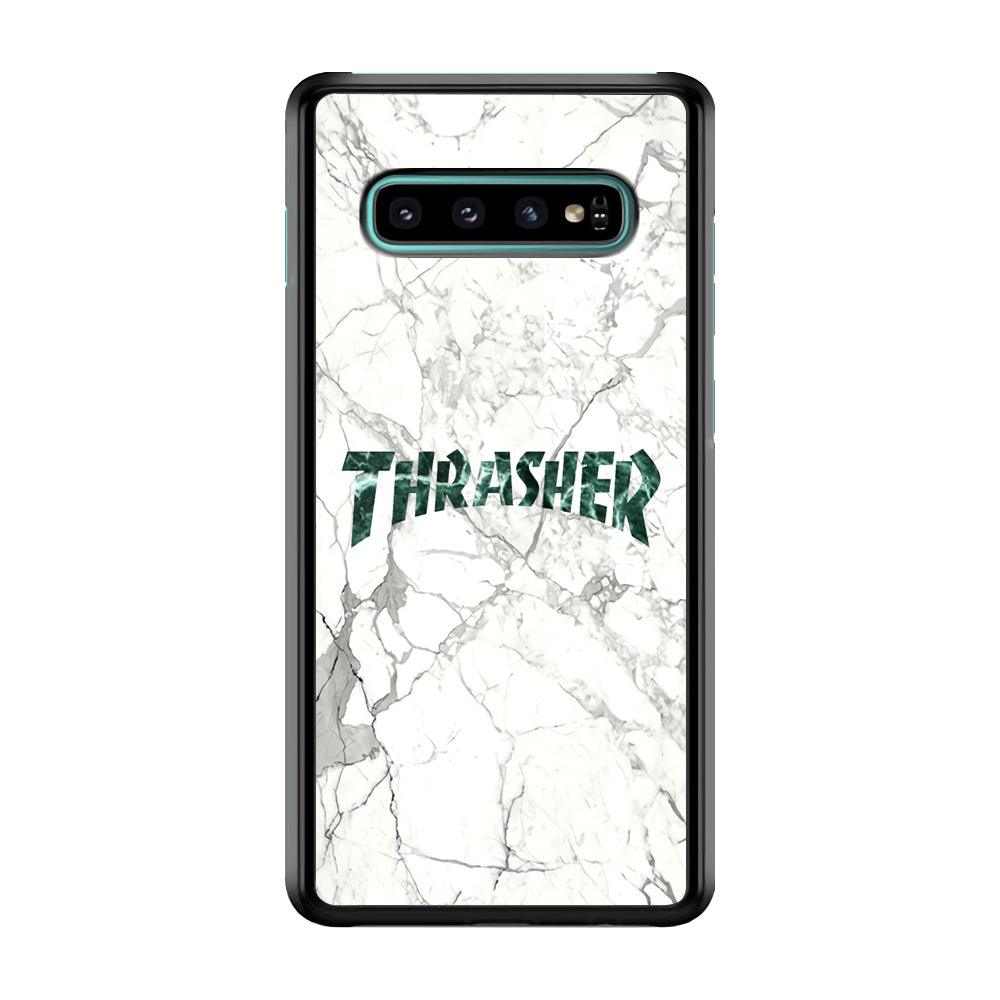 Thrasher Teal Bold Marmoreal Samsung Galaxy S10 Case-Rubber Black (2D Case)-Oxvistore