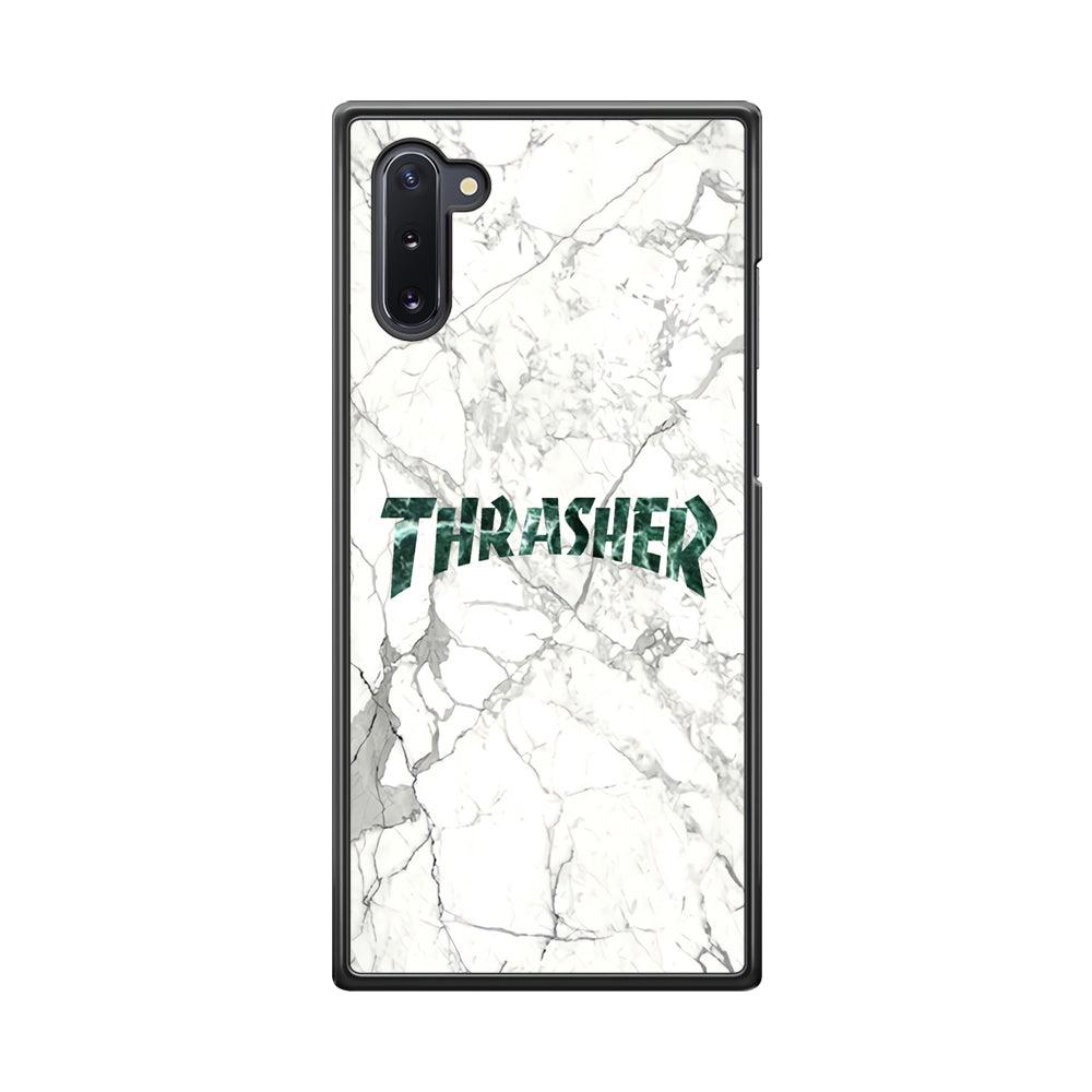Thrasher Teal Bold Marmoreal Samsung Galaxy Note 10 Case-Rubber Black (2D Case)-Oxvistore