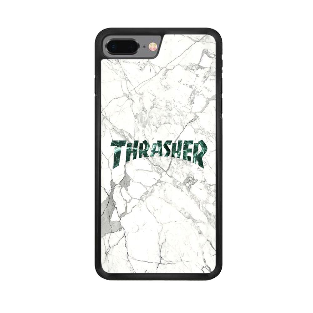 Thrasher Teal Bold Marmoreal iPhone 7 Plus Case-Rubber Black (2D Case)-Oxvistore