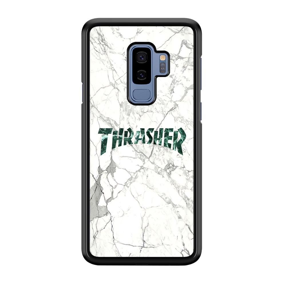 Thrasher Teal Bold Marmoreal Samsung Galaxy S9 Plus Case-Rubber Black (2D Case)-Oxvistore