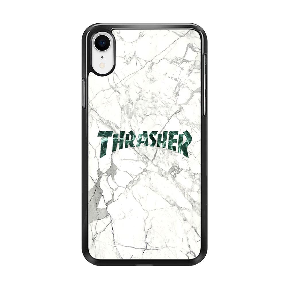 Thrasher Teal Bold Marmoreal iPhone XR Case-Rubber Black (2D Case)-Oxvistore