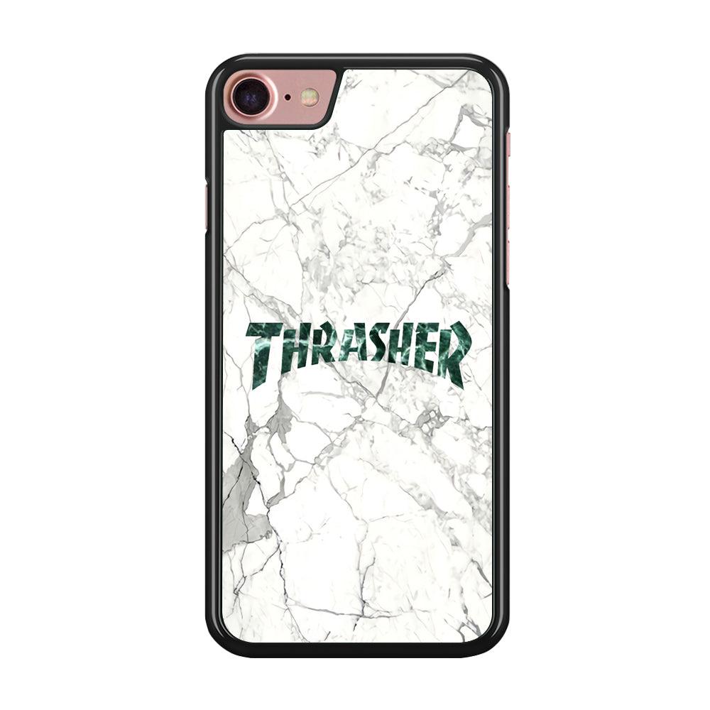 Thrasher Teal Bold Marmoreal iPhone 8 Case-Rubber Black (2D Case)-Oxvistore