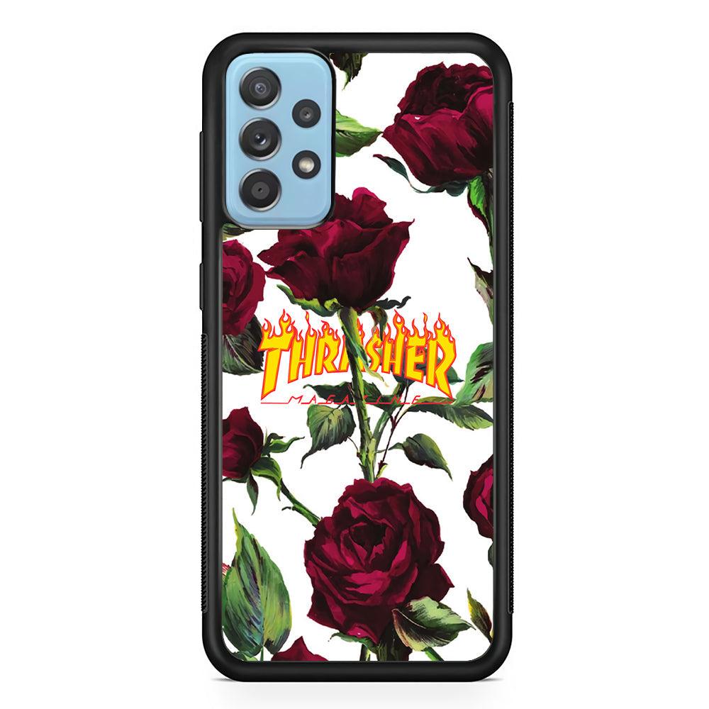 Thrasher Winter Rose Samsung Galaxy A52 Case-Rubber Black (2D Case)-Oxvistore