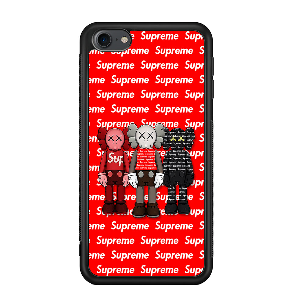 Three Kaws X Supreme Background iPod Touch 6 Case-Rubber Black (2D Case)-Oxvistore