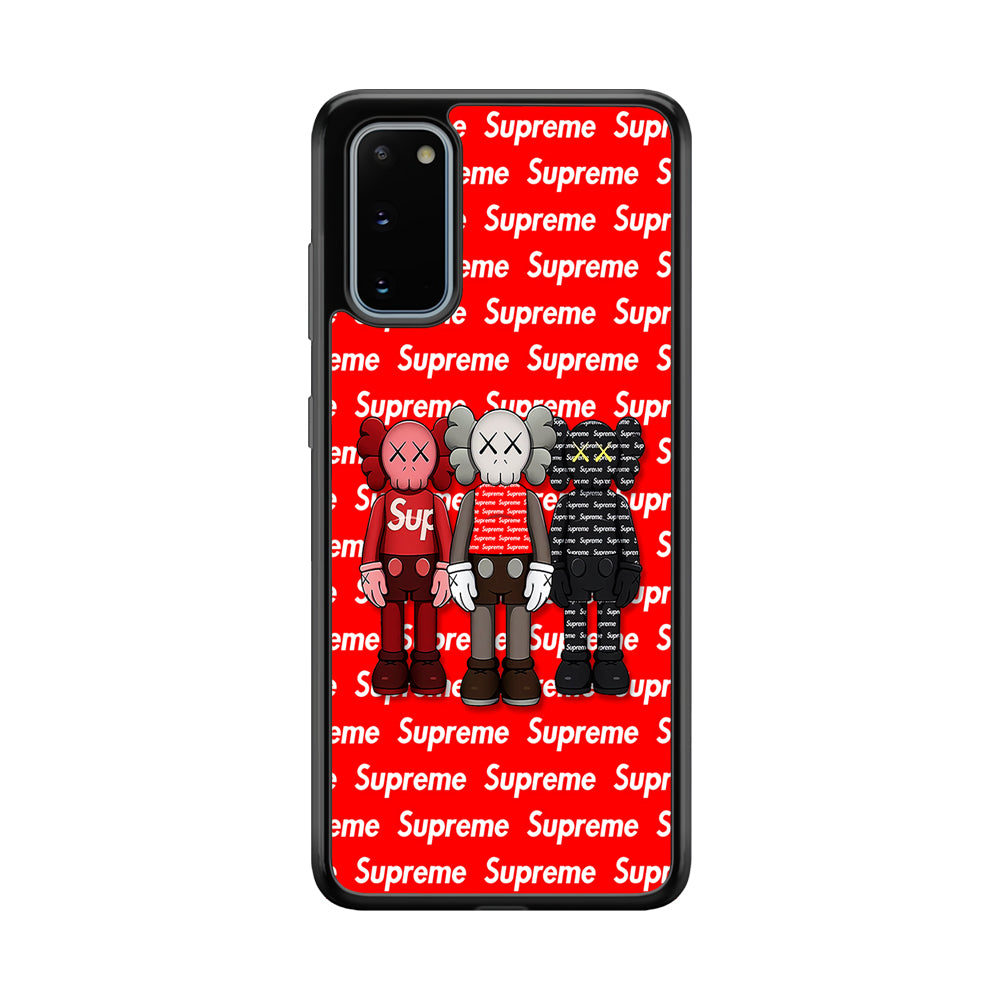 Three Kaws X Supreme Background Samsung Galaxy S20 Case-Rubber Black (2D Case)-Oxvistore