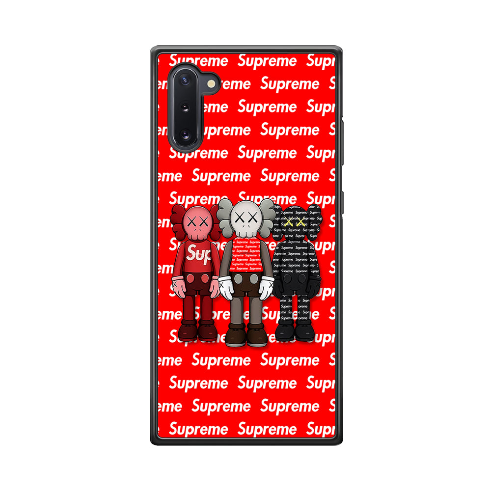 Three Kaws X Supreme Background Samsung Galaxy Note 10 Case-Rubber Black (2D Case)-Oxvistore