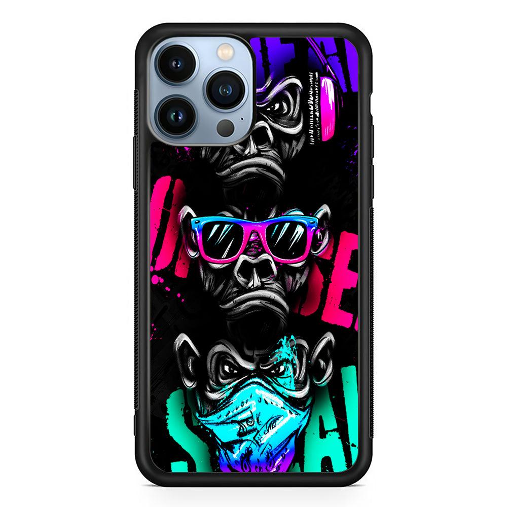 Three Wise Monkeys 2D Rubber Phone Case-Black-Oxvistore
