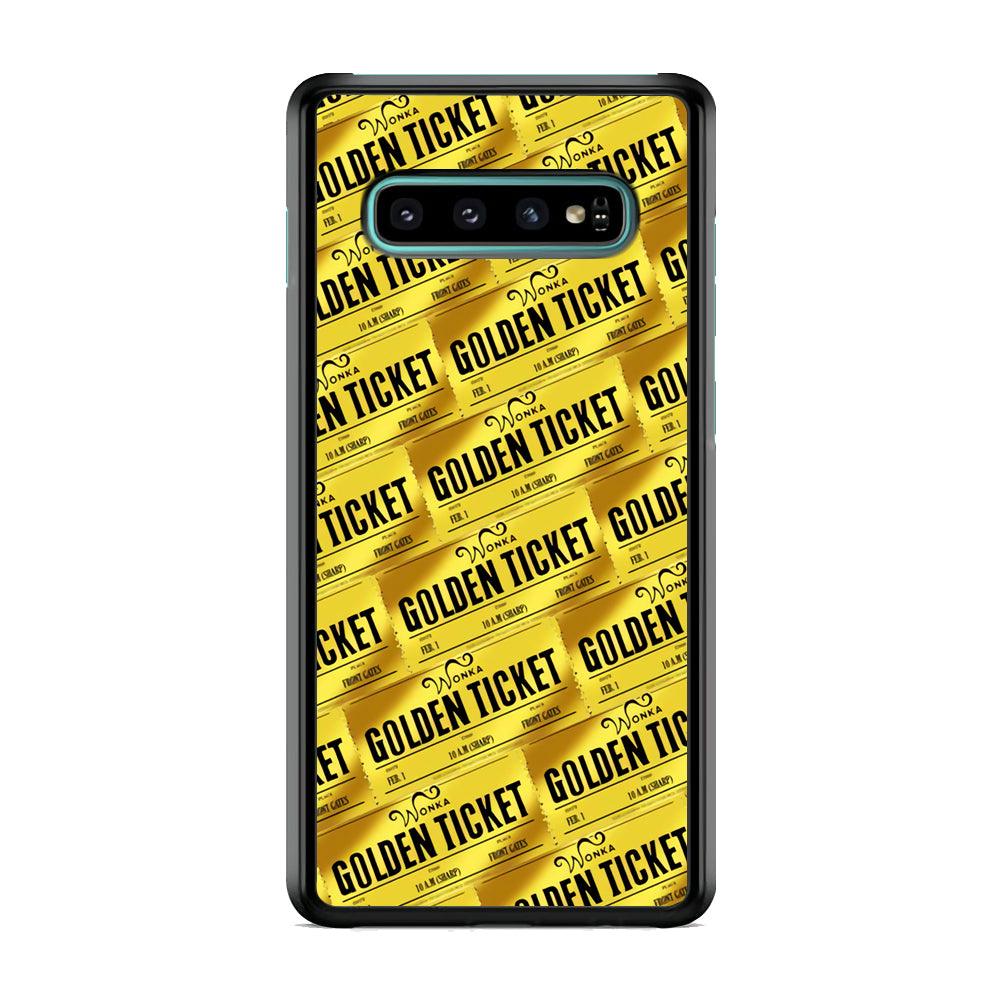 Ticket Gold of Wonka Samsung Galaxy S10 Case-Rubber White (2D Case)-Oxvistore