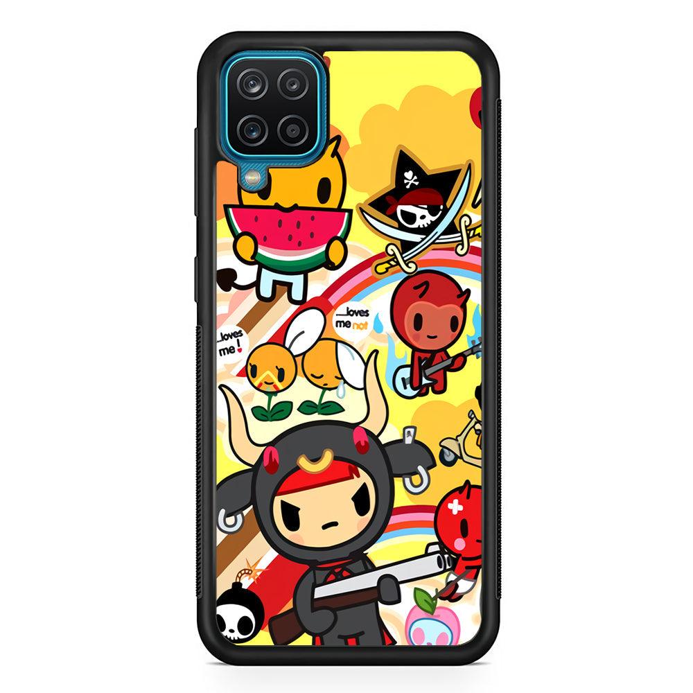 Tokidoki Chill The Club Samsung Galaxy A12 Case-Rubber Black (2D Case)-Oxvistore